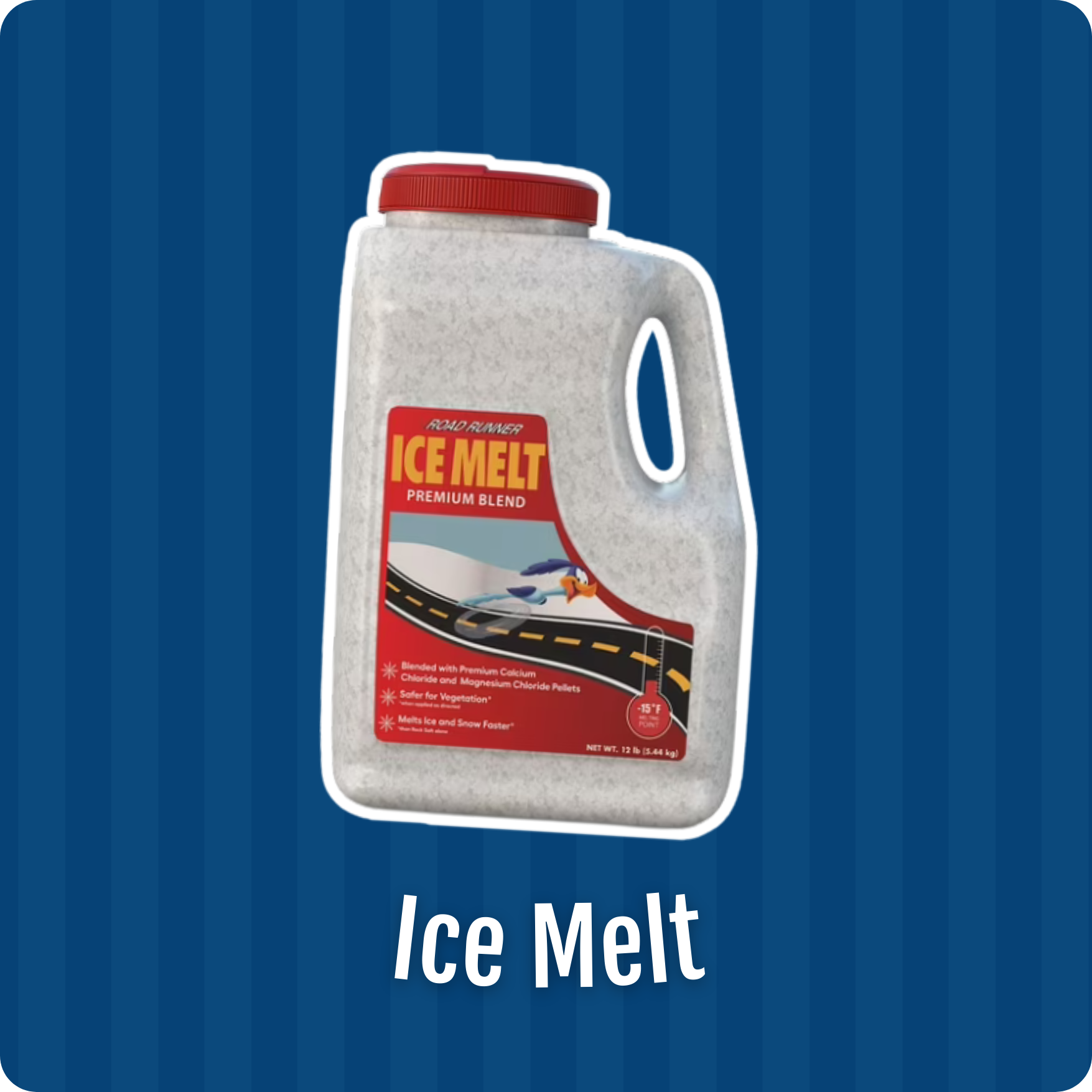 image of a container of ice melt over a blue lined background